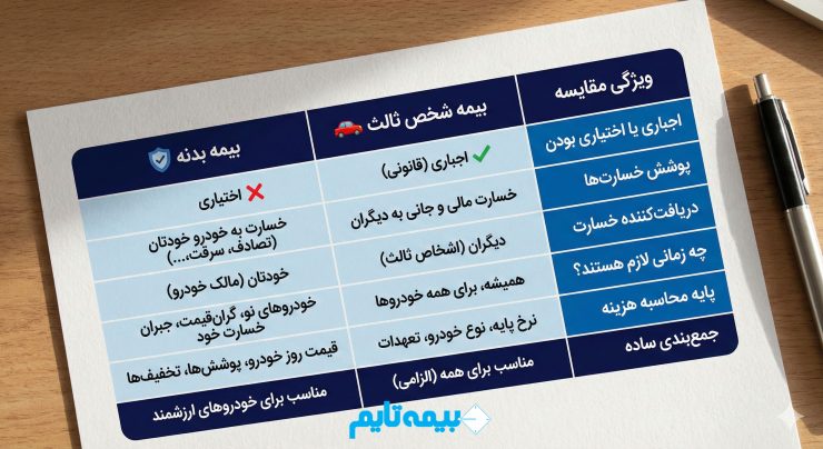 تفاوت بیمه بدنه و بیمه شخص ثالث