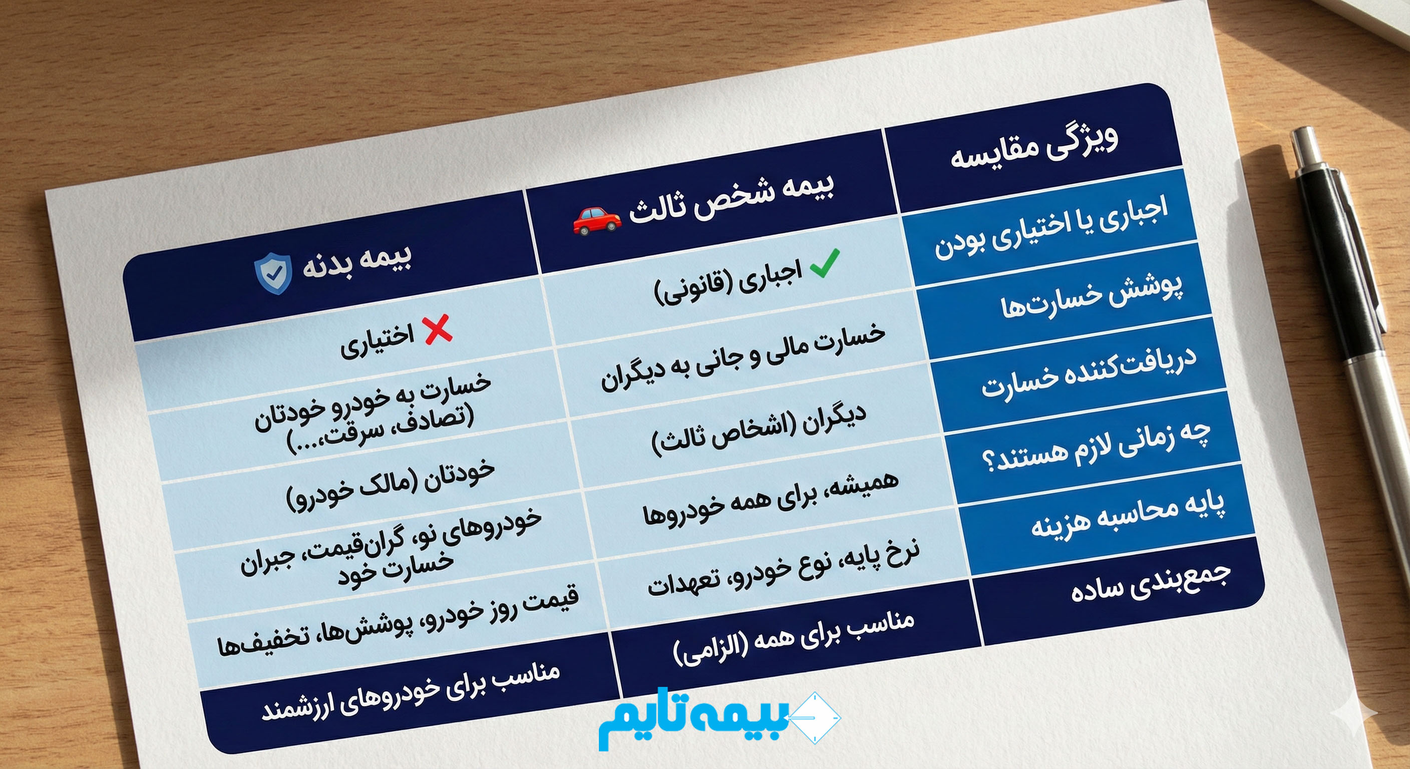 تفاوت بیمه بدنه و بیمه شخص ثالث