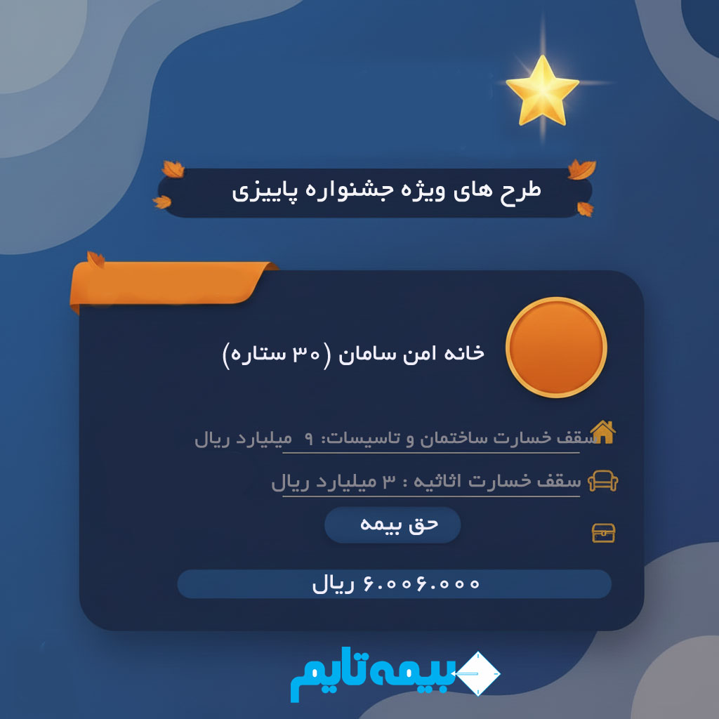 بیمه آتش سوزی طرح خانه امن سامان 30 